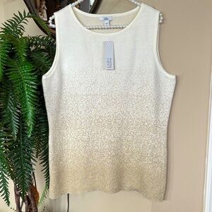 Brand New Croft & Barrow Cream Sleeveless Top w/ Gold Shimmer Ombre Metallic